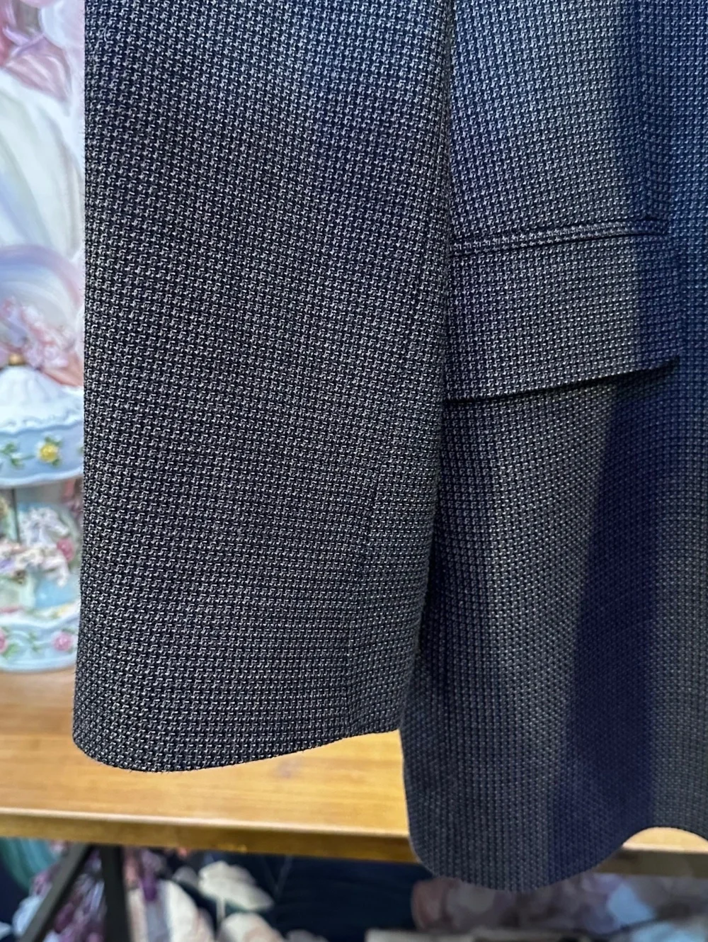 Nordstrom Joseph Abboud Silk Wool 46L Men's Blazer Micro Check Sport Coat Gray